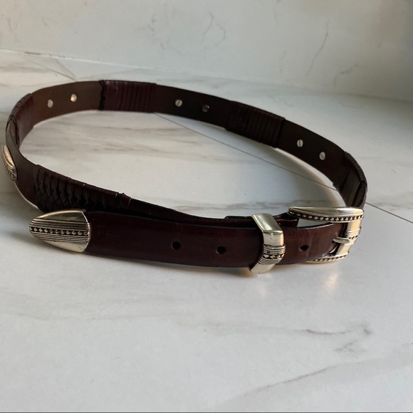 ❌SOLD❌Brighton Brown Leather Belt Mens sze 34 98057 Conchos Silver Tone - Picture 6 of 15